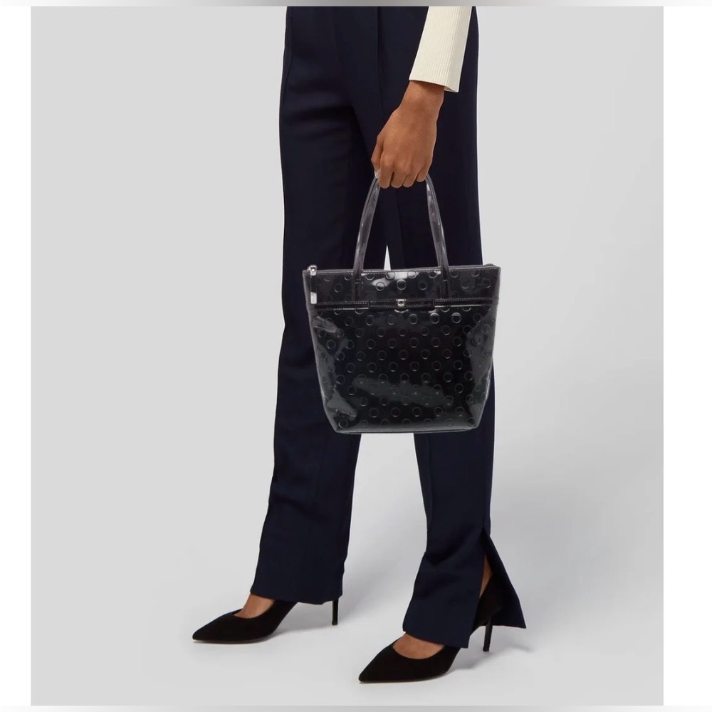Kate Spade Jeralyn Camellia Street Black Patent Leather Circle Embossed Tote Bag